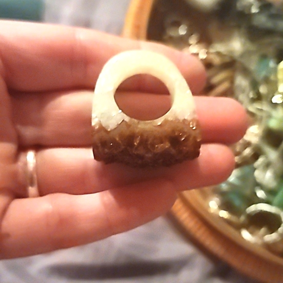 Raw Citrine Game of Thrones Ring of Power 7 OR Signet Black Red Ring Size 7 - Picture 3 of 12